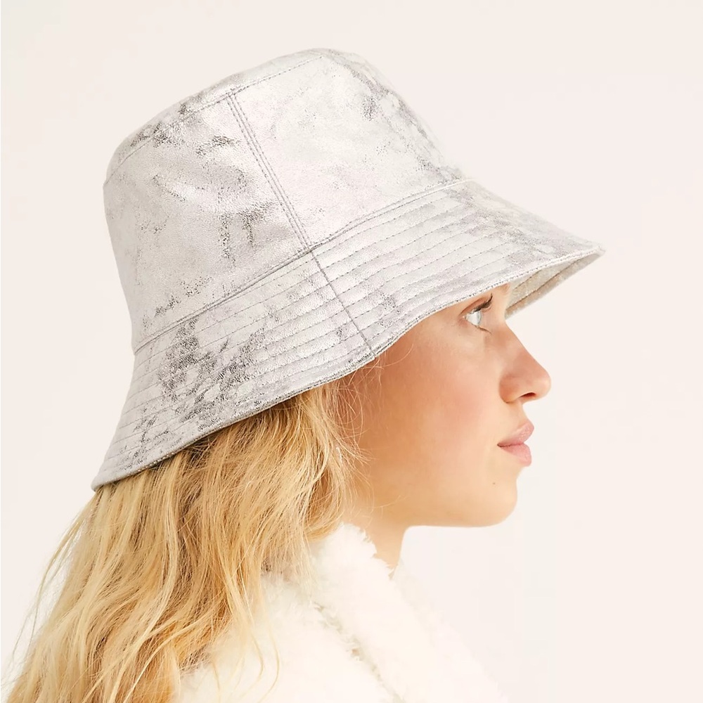 Free People Metallic Silver Bucket Hat